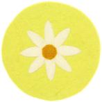 Vilten Onderzetter Rond - Geelgroen met Witte Margriet - 20, Huis en Inrichting, Woonaccessoires | Onderzetters, Ophalen of Verzenden
