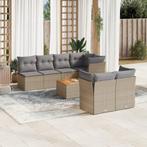 vidaXL 8-delige Loungeset met kussens poly rattan beige, Verzenden, Nieuw, Rotan, Loungeset