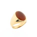 Gouden heren ring met sarder (vintage, heren sieraden), Sieraden, Tassen en Uiterlijk, Ringen, Gebruikt, Overige kleuren, 20 of groter