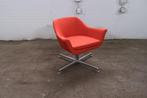 Draaifauteuil | Tweedehands | Rood gestoffeerd | Chromen fra, Verzenden, Gebruikt