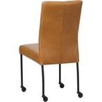 Leren eetkamerstoel Comfort met wieltjes - Granada Sahara (, Huis en Inrichting, Stoelen, Overige kleuren, Leren eetkamerstoel Comfort met wieltjes - Granada Sahara (cognac) - Poten staal rond zwart past perfect in uw interieur als u woonstijl: Modern is.