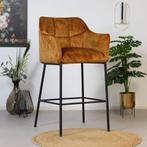 50% Korting: Velvet barkruk Jayron okergeel/ cognac 82 cm, Ophalen, Zo goed als nieuw