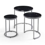 [en.casa] Bijzettafel Bornholm set van 3 rond marmer zwart e, Huis en Inrichting, Tafels | Bijzettafels, Verzenden, Nieuw