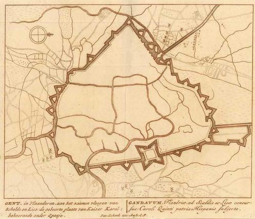 Stadsplattegrond van Ghent, Antiek en Kunst, Kunst | Etsen en Gravures