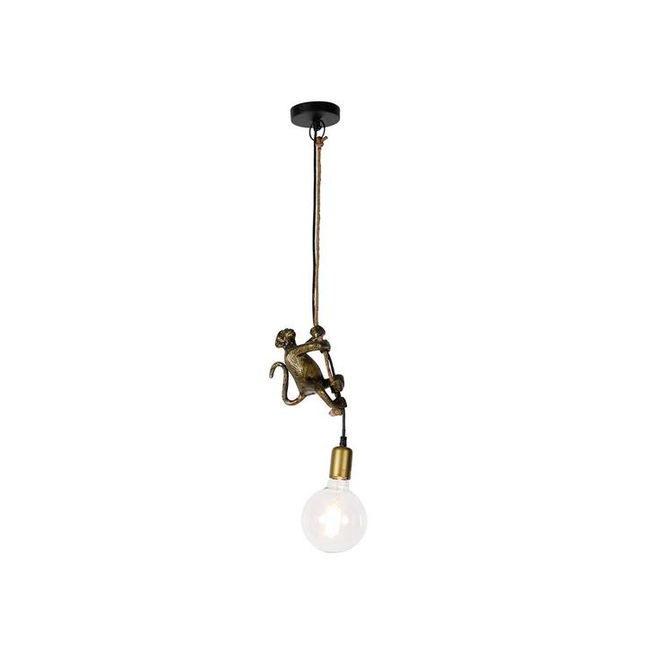 Klassieke hanglamp goud met touw - Animal Monkey, Huis en Inrichting, Lampen | Hanglampen, Nieuw, 75 cm of meer