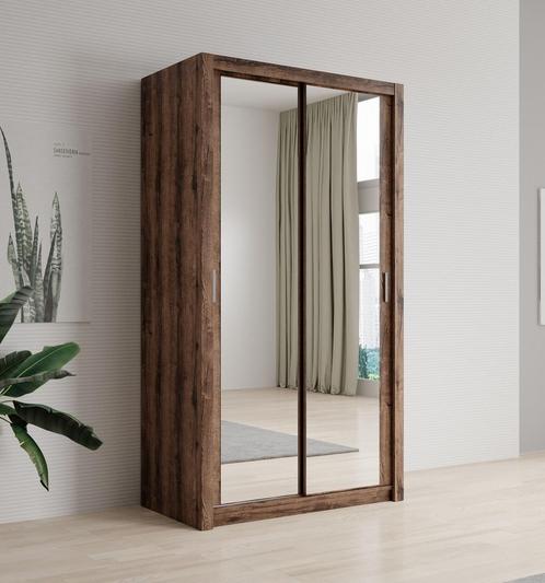 Kledingkast donker eiken spiegel 120x62x215 - Schuifdeuren, Huis en Inrichting, Kasten | Vitrinekasten, 50 tot 75 cm, Nieuw, 200 cm of meer