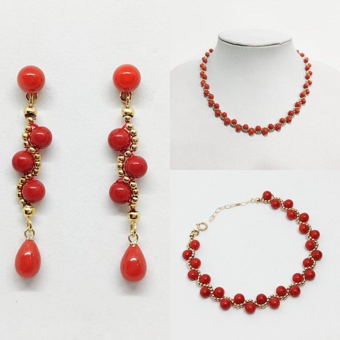 Koraal - Zilver - 3-delige sieradenset, Verzamelen, Mineralen en Fossielen