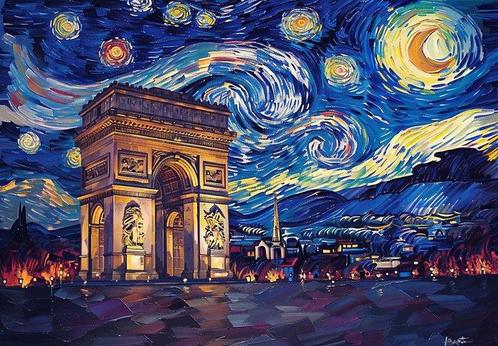 I_KONIQ (1969) - ARC DE TRIOMPHE ET PARIS in a starry night, Antiek en Kunst, Curiosa en Brocante