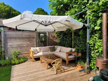 Grote Zweefparasol Ø 350cm / Ronde Parasol 350 x 350 cm WIT beschikbaar voor biedingen