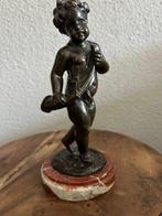 sculptuur, Putti met hoorn - 21 cm - Brons