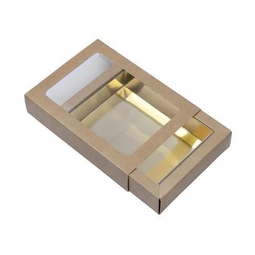 Chocoladeletterdoos Klein GK1 Kraft / Goud 3st, Hobby en Vrije tijd, Taarten en Cupcakes maken, Nieuw, Verzenden