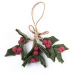 Hanger Vilt - Hulst / Holly Berry Medium Trosje - 10cm - Fai, Diversen, Ophalen of Verzenden, Nieuw