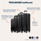 2dekans | TRVLMORE - Kofferset - Zwart - 38L x75L x115L, Sieraden, Tassen en Uiterlijk, Koffers, Ophalen of Verzenden, Zo goed als nieuw