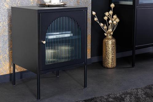 Modern nachtkastje PARIS 60cm zwart metalen geribbelde, Huis en Inrichting, Slaapkamer | Bedden, Ophalen of Verzenden