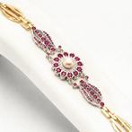 Zonder minimumprijs - Armband Zilver, Verguld Robijn - Parel, Nieuw