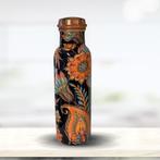 Puur Koperen Waterfles met Bloemenprint ± 750 ml 290 gr., Nieuw