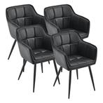 Eetkamerstoel Birmingham set van 4 fauteuils 81x57x53 cm zwa, Huis en Inrichting, Stoelen, Verzenden, Nieuw