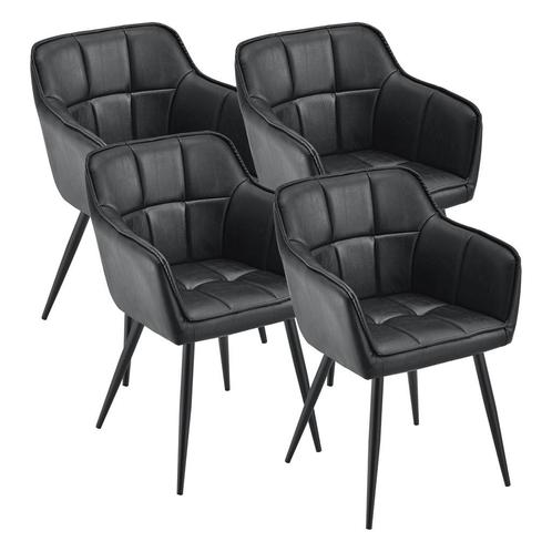 Eetkamerstoel Birmingham set van 4 fauteuils 81x57x53 cm zwa, Huis en Inrichting, Stoelen, Nieuw, Verzenden
