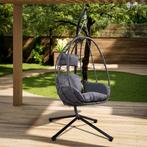 Polyrotan Hangstoel Aria - Donkergrijs - Incl. onderstel, Huis en Inrichting, Stoelen, Verzenden, Nieuw