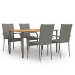 vidaXL 5-delige Tuinset poly rattan grijs, 4 zitplaatsen, Nieuw, Tuinset, Verzenden