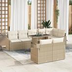 vidaXL 9-delige tuinsofa set met kussens in beige poly, Verzenden, Nieuw, Rotan