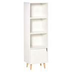 Nieuwe Witte Boekenkast met Houten poten | 3 planken 1 Deur, Huis en Inrichting, Kasten | Boekenkasten, Nieuw, Met plank(en)