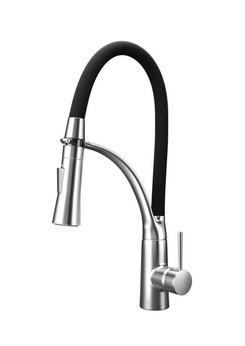 Moderne Zwart-Chroom Keukenkraan met Flexibele Uittrekbar..., Doe-het-zelf en Verbouw, Sanitair, Nieuw, Ophalen of Verzenden