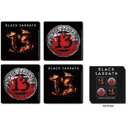 Black Sabbath -13 - 4 onderzetters officiële merchandise, Verzamelen, Muziek, Artiesten en Beroemdheden, Gebruiksvoorwerp, Nieuw