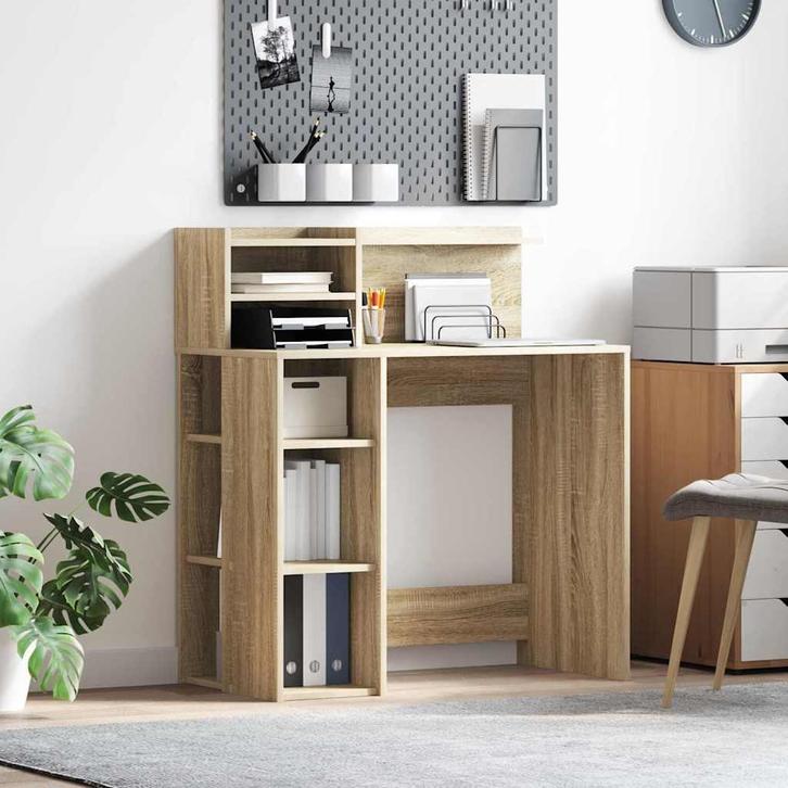 vidaXL Bureau met opbergruimte Sonoma eiken 90 x 48 x 101,5, Huis en Inrichting, Bureaus, Nieuw, Verzenden
