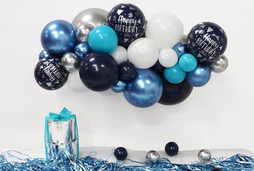 Ballonnen DIY Balloon Kit Organic Happy Birthday Navy, Hobby en Vrije tijd, Feestartikelen, Nieuw, Verzenden