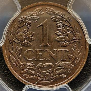 Koningin Wilhelmina 1 cent 1924 MS65 Blackended PCGS