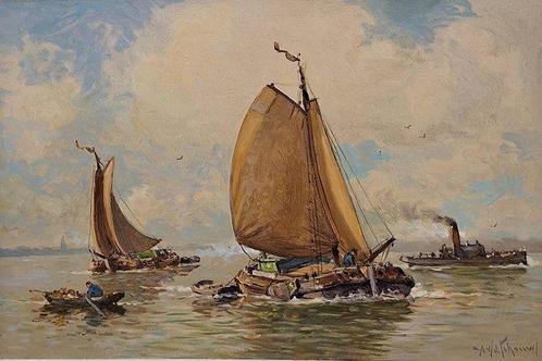 Adrianus van der Schouw (1873-1946) - Maritiem gezicht, Antiek en Kunst, Kunst | Schilderijen | Klassiek