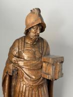 sculptuur, Sint-Adrianus met Leeuw - 56 cm - Eik, Antiek en Kunst