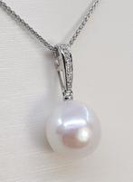 Ketting met hanger - 14 karaat Witgoud - 0.04ct. tw. -, Sieraden, Tassen en Uiterlijk, Antieke sieraden