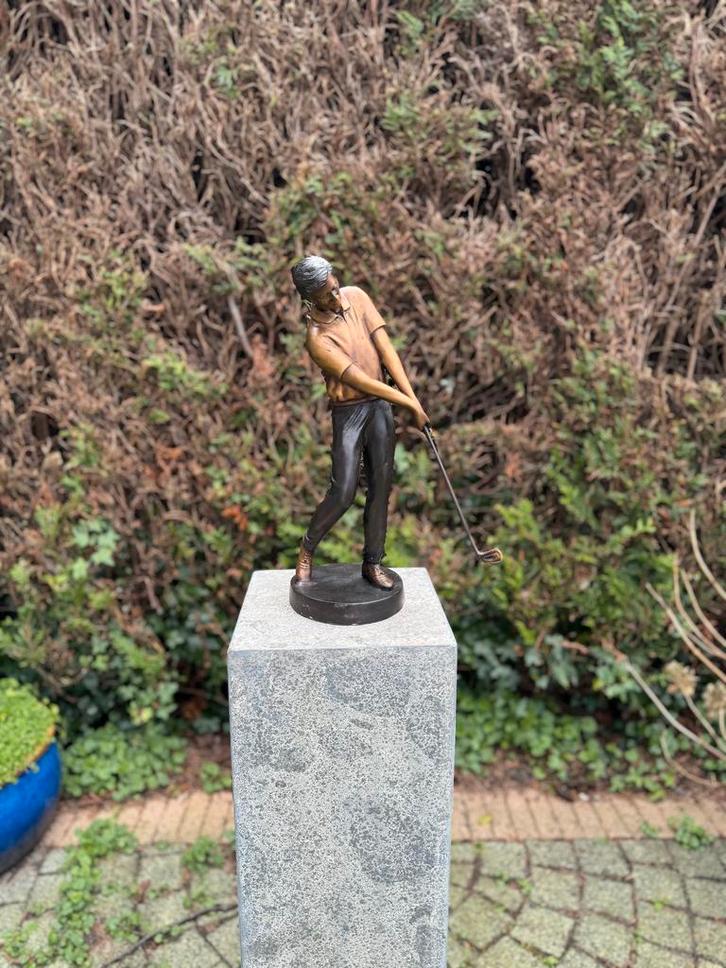Bronzen Golfspeler - Golf cadeau - Golf prijs - Sculptuur, Tuin en Terras, Tuinbeelden, Mensenbeeld, Nieuw, Metaal, Verzenden