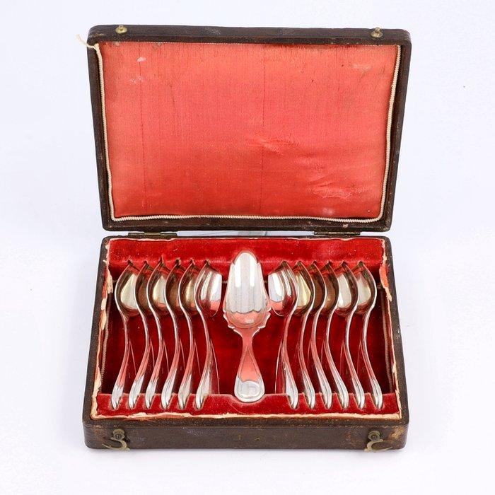 H.A. Schuss - Koffiegarnituur - Mokkalepel - Koffielepel, Antiek en Kunst, Antiek | Goud en Zilver