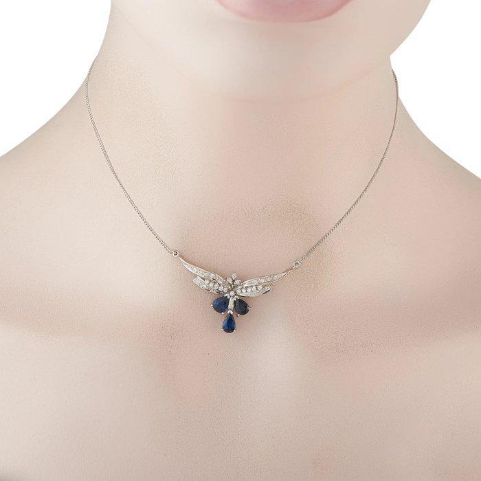 Ketting met hanger Platina, Platina 0,40ct diamant- en, Sieraden, Tassen en Uiterlijk, Antieke sieraden