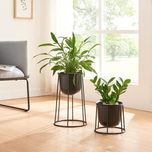 [en.casa] Plantenstandaard Nesseby set van 2 zwart, Tuin en Terras, Bloembakken en Plantenbakken, Nieuw, Verzenden