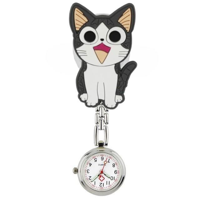 Fako - Verpleegstershorloge - 3D Ketting - Poesje Grijs, Sieraden, Tassen en Uiterlijk, Horloges | Dames, Verzenden