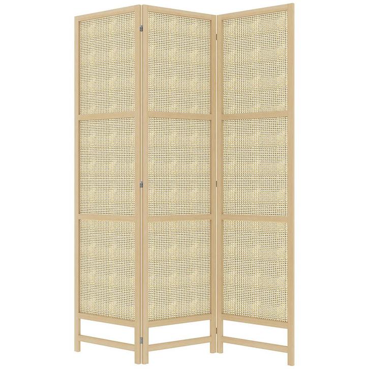 TRUUSK Kamerscherm van PP Rattan - 3-delig 135 x 180 cm - Op, Huis en Inrichting, Woonaccessoires | Kamerschermen, Nieuw, Verzenden