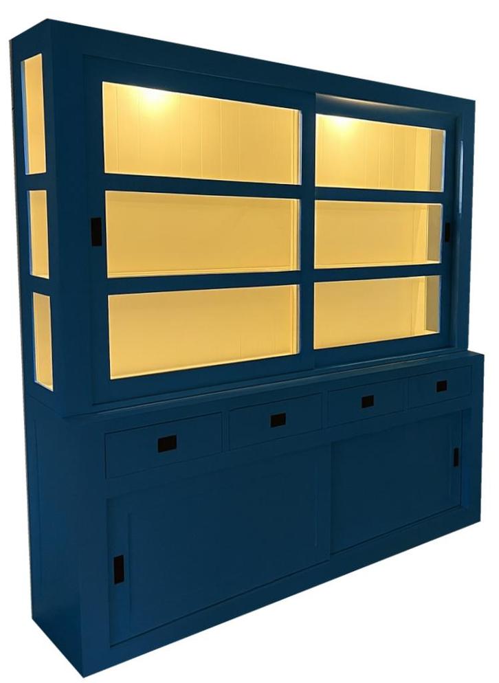 Buffetkast briljantblauw Hasselt 220cm led verlichting, Huis en Inrichting, Kasten | Buffetkasten, Ophalen of Verzenden
