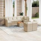 vidaXL 10-delige Loungeset met kussens poly rattan beige, Verzenden, Nieuw, Loungeset