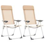 vidaXL Campingstoelen 2 st inklapbaar aluminium crèmewit, Verzenden, Nieuw