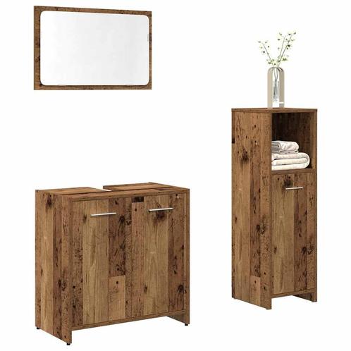 vidaXL 3-delige Badkamermeubelset bewerkt hout oud, Huis en Inrichting, Badkamer | Badkamermeubels, Nieuw, Verzenden