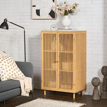 [en.casa] Bamboe kast Grong 110x66x40 cm houtkleurig