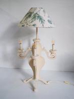 Vintage large wood table lamp/ shadow linen Colefax -