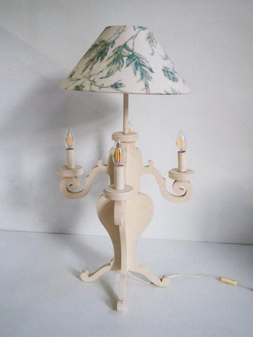 Vintage large wood table lamp/ shadow linen Colefax -, Antiek en Kunst, Kunst | Designobjecten