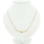 Gouden ketting met vaste hanger en diamant; 0,005 ct. | 4..., Gebruikt, Overige kleuren, Ophalen of Verzenden, Met edelsteen