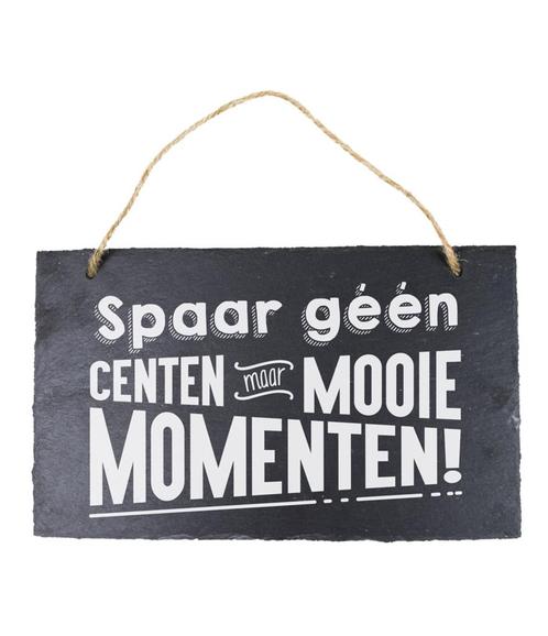 Leisteen Bordje Spaar Geen Centen 25cm, Hobby en Vrije tijd, Feestartikelen, Nieuw, Verzenden