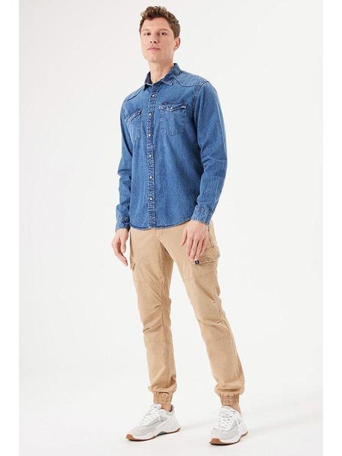 SALE -44% | Garcia Spijkerblouse blauw | OP=OP, Kleding | Heren, Overhemden, Nieuw, Verzenden